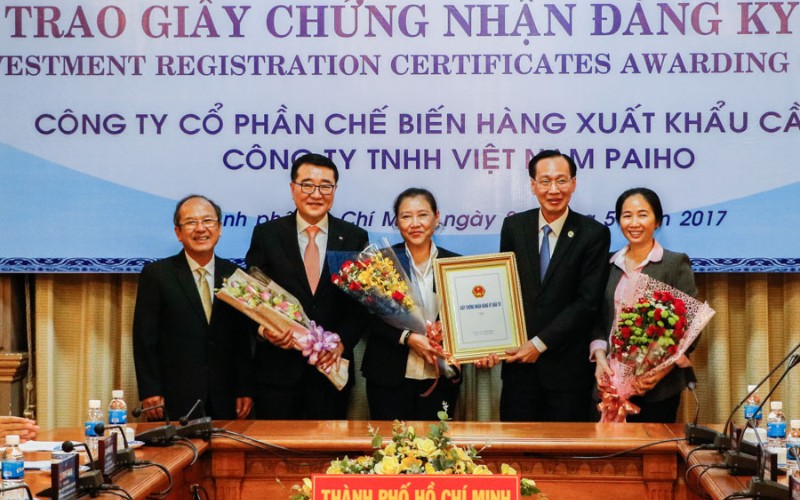Certificate of investment for Cau Tre Export Processing Joint Stock Company in Hiep Phuoc Industrial Park
