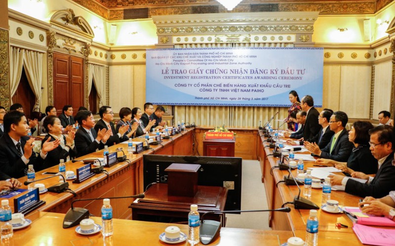 Certificate of investment for Cau Tre Export Processing Joint Stock Company in Hiep Phuoc Industrial Park