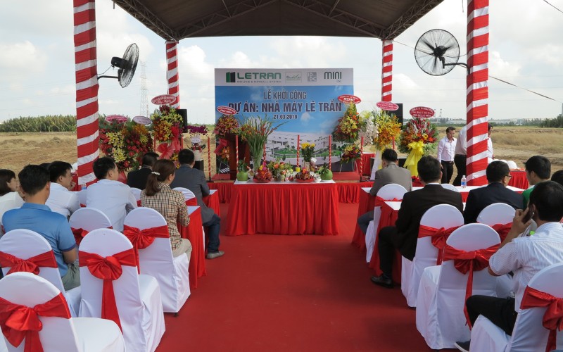 The groundbreaking ceremony for construction of Le Tran factory according to LEED standard (USGBC - United States) in Hiep Phuoc Industrial Park